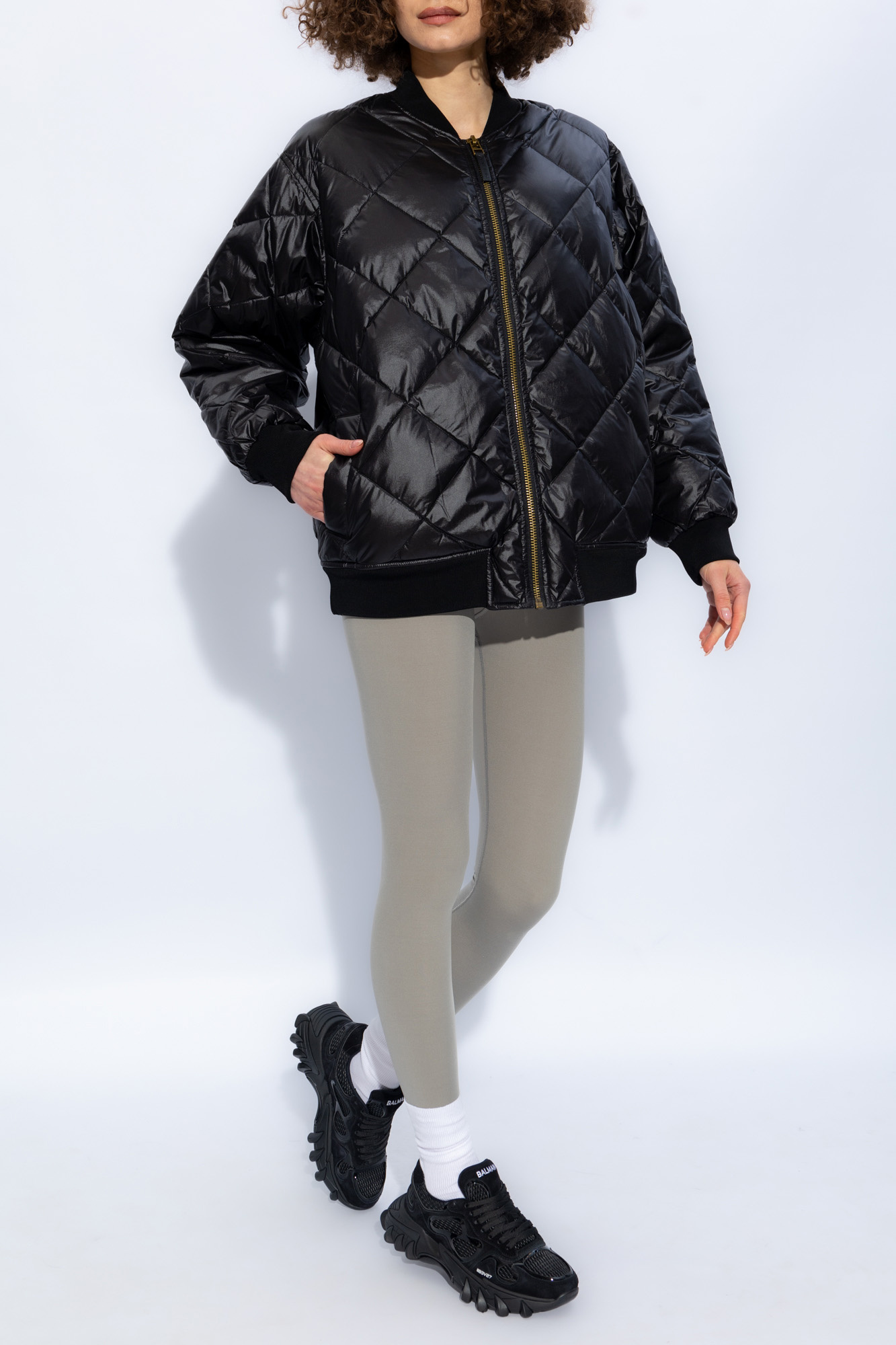 Black 'Leo' quilted bomber jacket Anine Bing - Vitkac Canada
